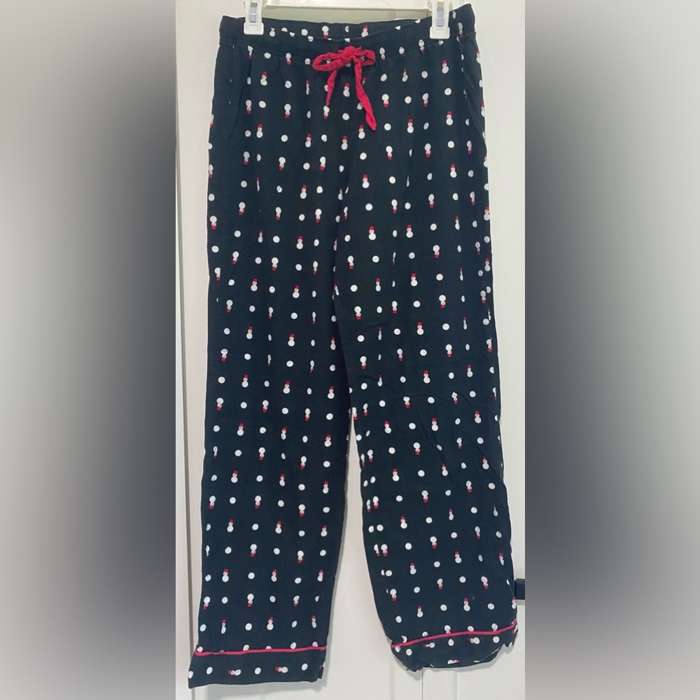 Victoria's Secret Black Polka Dot Snowman Button Down Pajama Set | Size Small - Picture 6 of 9
